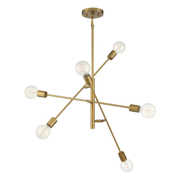 Savoy House 6-Light 12" Chandelier, Natural Brass