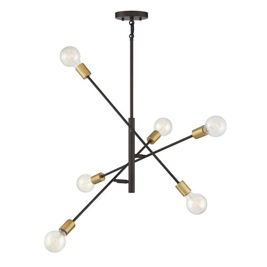 Savoy House 6-Light Chandelier, Oil Rubbed Bronze/Natural Brass - M10084ORBNB