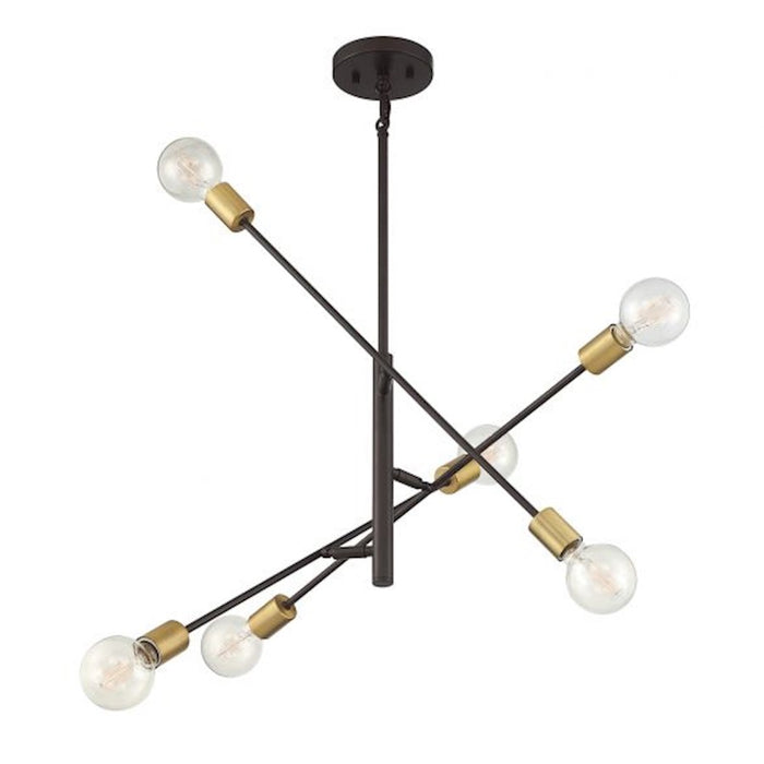 Savoy House 6-Light Chandelier, Oil Rubbed Bronze/Natural Brass