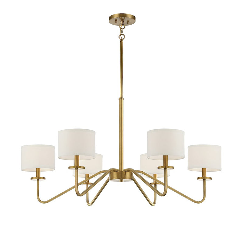 Savoy House 6-Light 18" Chandelier, Natural Brass