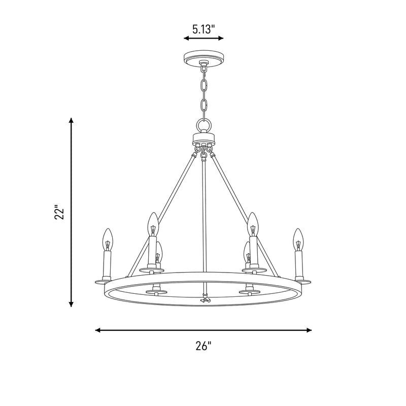 Savoy House 6-Light 22" Chandelier, Brushed Nickel