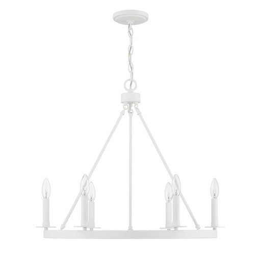 Meridian Vintage 6 Light 22" Chandelier, Bisque White