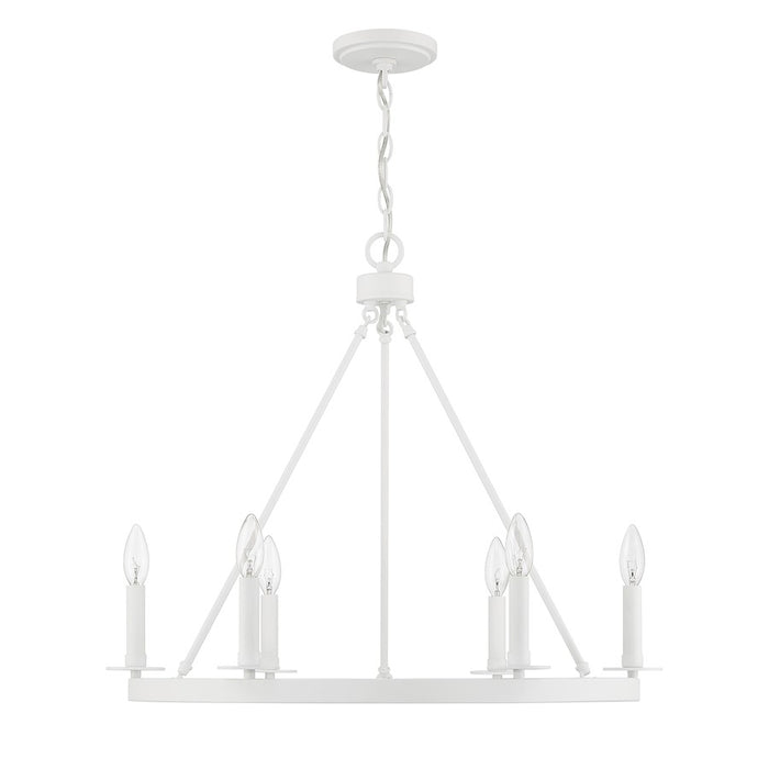 Meridian Vintage 6 Light 22" Chandelier, Bisque White
