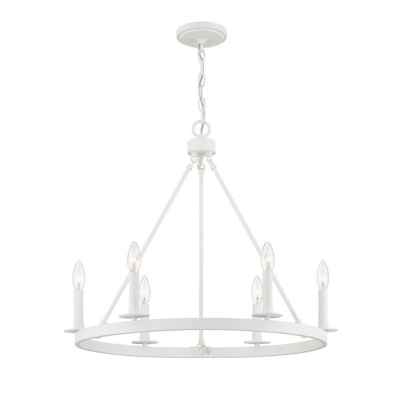 Meridian Vintage 6 Light 22" Chandelier, Bisque White