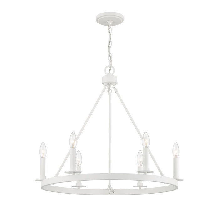 Meridian Vintage 6 Light 22" Chandelier, Bisque White