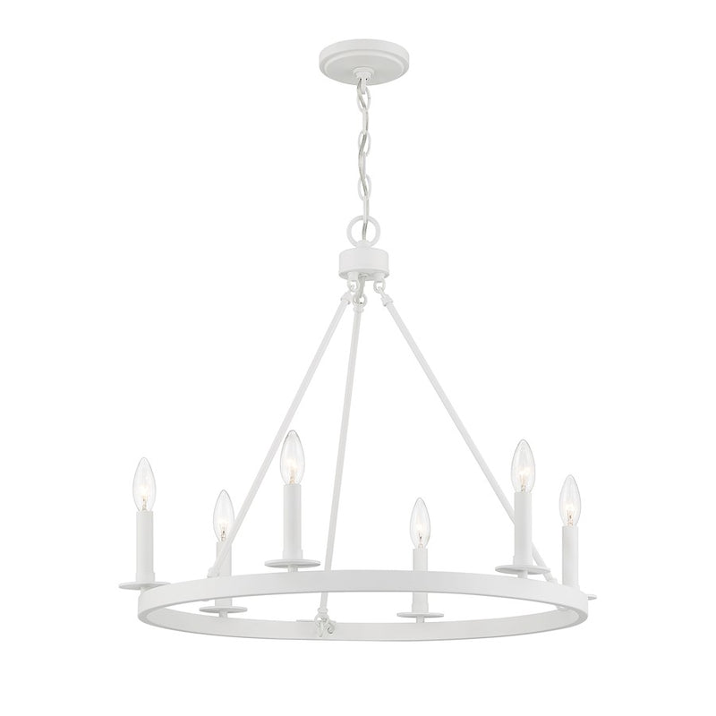 Meridian Vintage 6 Light 22" Chandelier, Bisque White
