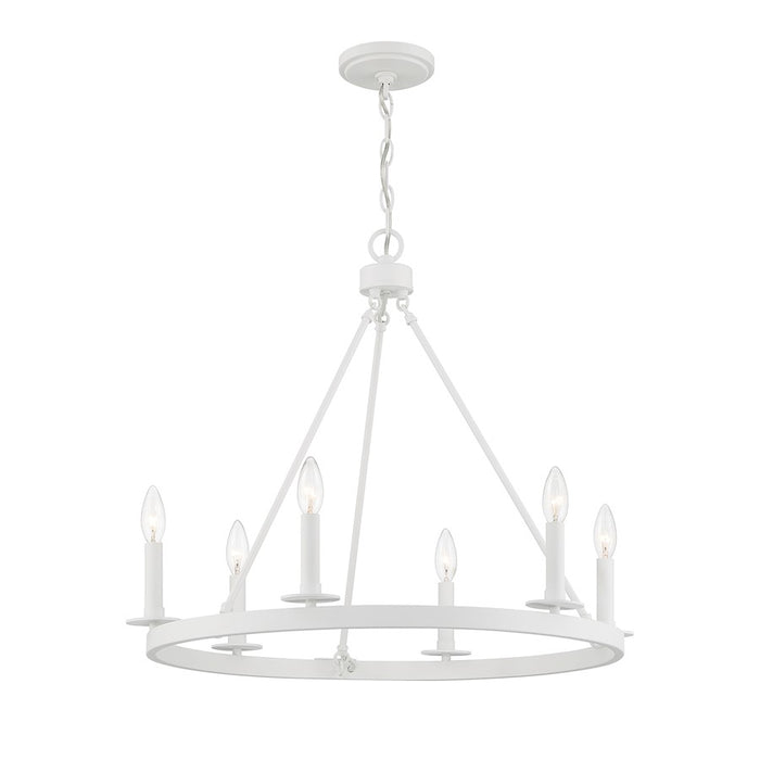 Meridian Vintage 6 Light 22" Chandelier, Bisque White