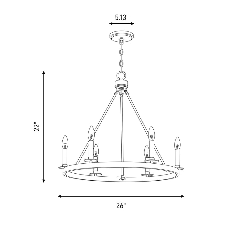 Savoy House 6-Light 22" Chandelier, Matte Black