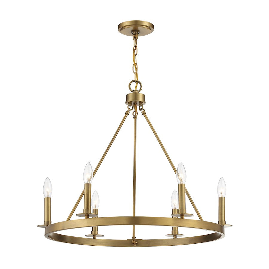 Savoy House 6-Light 22" Chandelier, Natural Brass - M10093NB