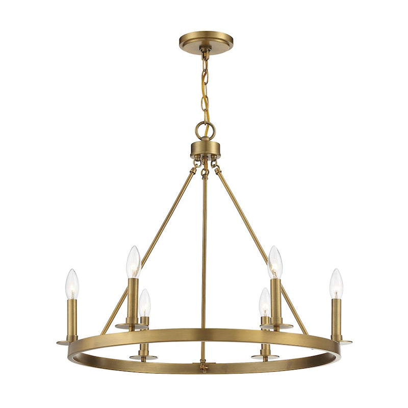 Savoy House 6-Light 22" Chandelier, Natural Brass