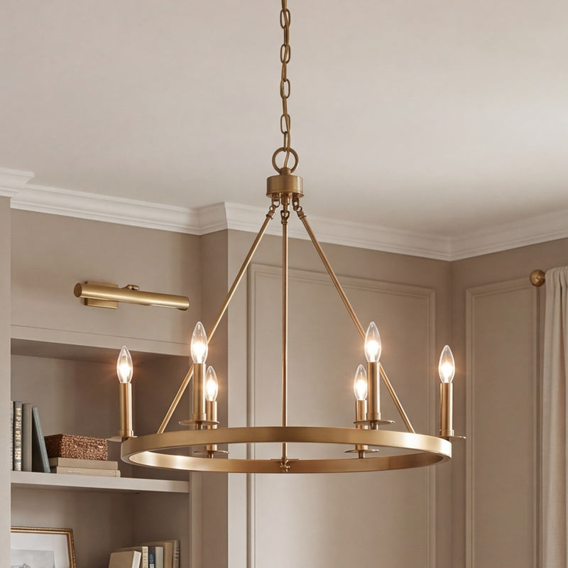 Savoy House 6-Light 22" Chandelier, Natural Brass