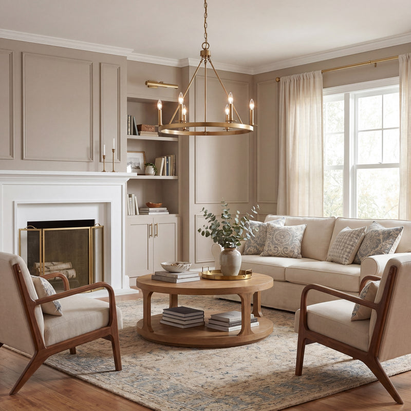 Savoy House 6-Light 22" Chandelier, Natural Brass