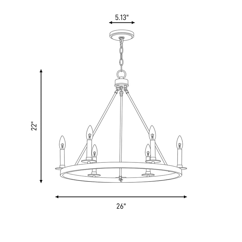 Savoy House 6-Light 22" Chandelier, Natural Brass