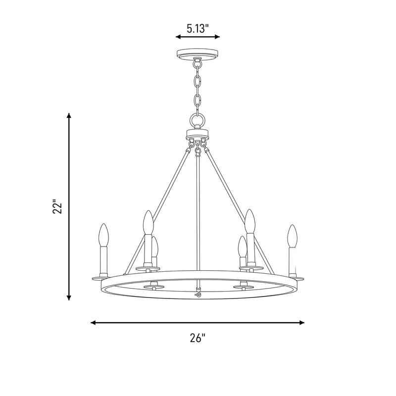 Savoy House 6-Light 22" Chandelier, Polished Nickel