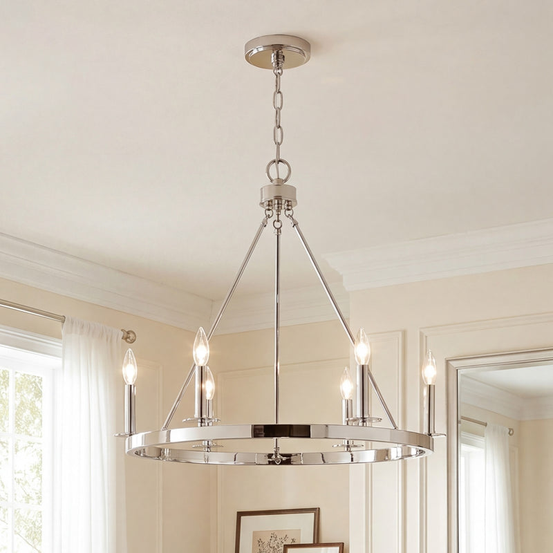 Savoy House 6-Light 22" Chandelier, Polished Nickel
