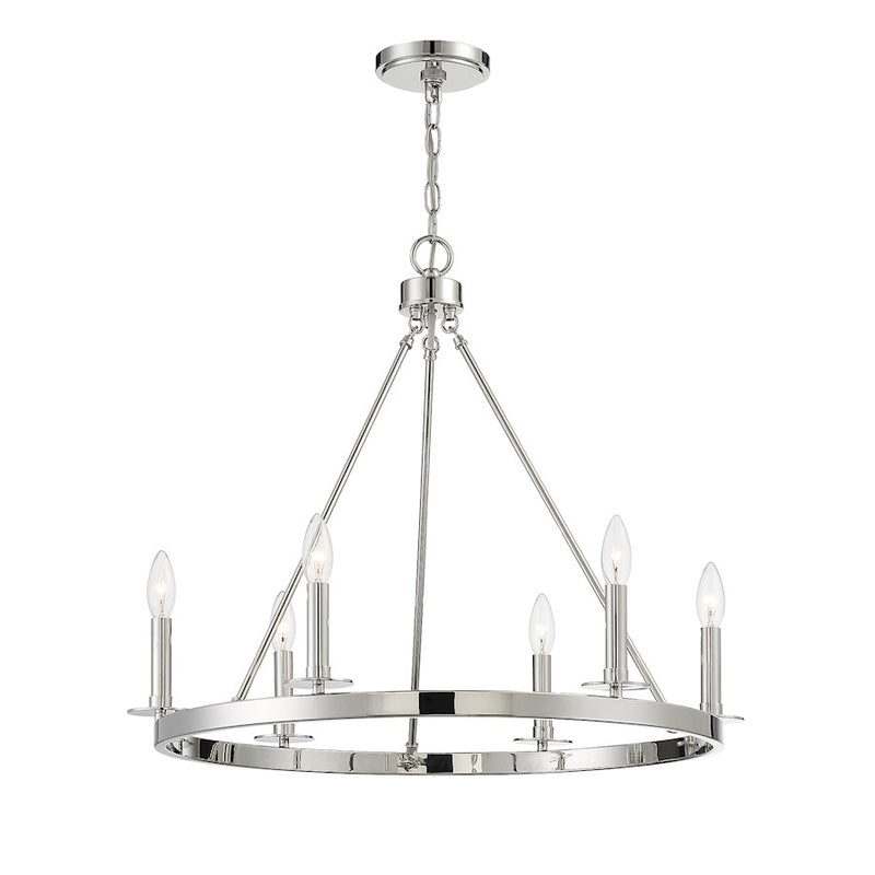 Savoy House 6-Light 22" Chandelier, Polished Nickel