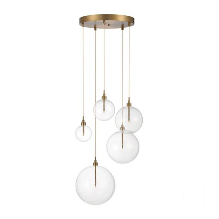 Savoy House 5-Light 28" Pendant, Natural Brass