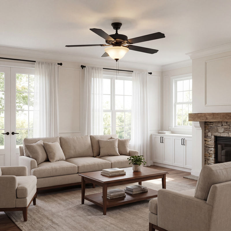 Savoy House 2018 52" 2-Light 26" Ceiling Fan, Matte Black