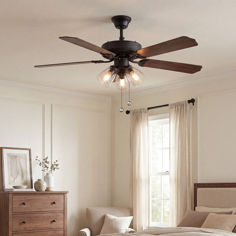 Savoy House 52" 3-Light Ceiling Fan, Matte Black