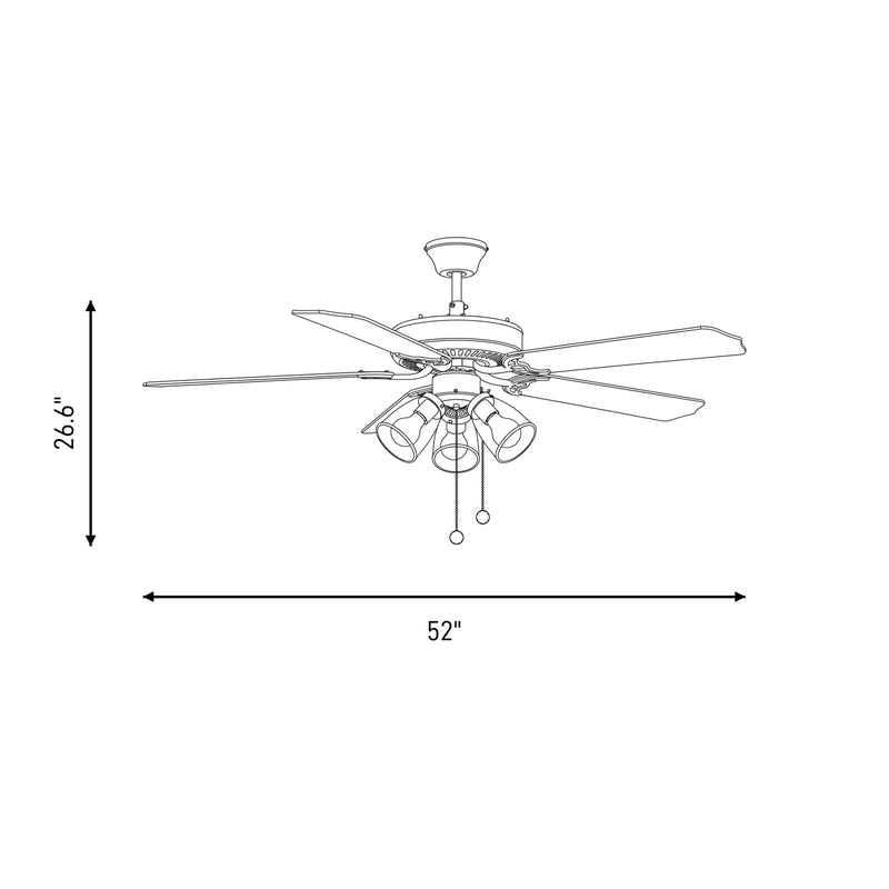 Savoy House 52" 3-Light Ceiling Fan, Matte Black