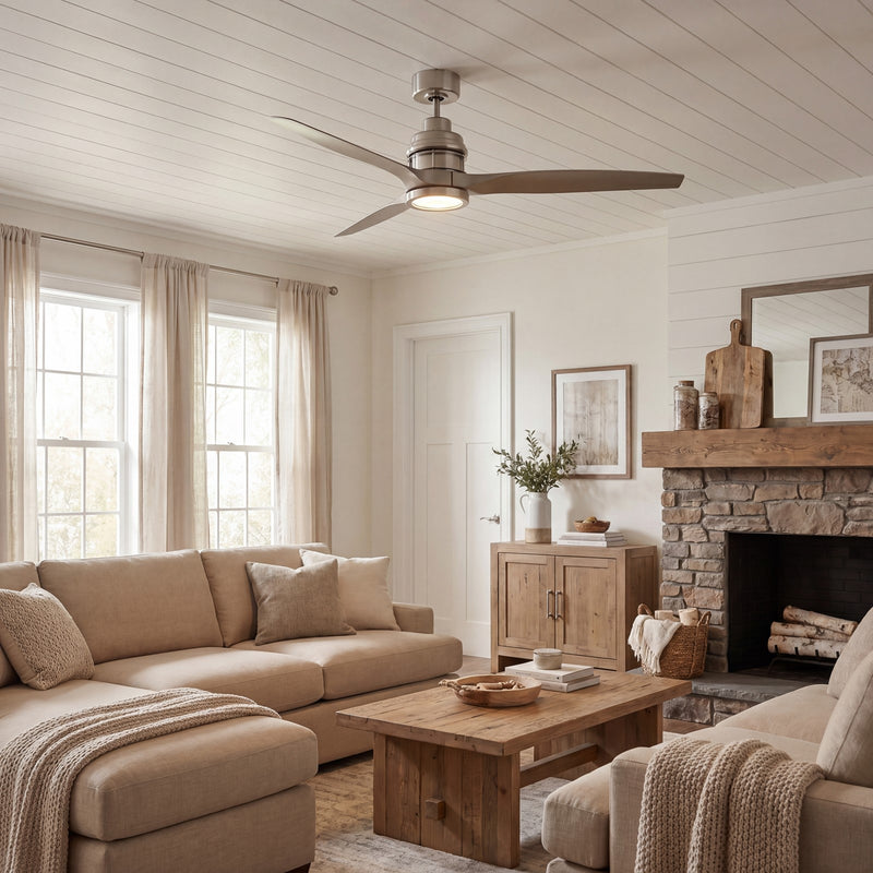 Savoy Meridian 60" LED Ceiling Fan, Brushed Nickel/White