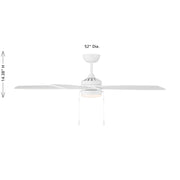 Savoy House 52in Ceiling Fan | Transitional White and White Opal Glass | Covered Patio & Living Room | 52 x 52 x 7.63 in | Model M2029WH