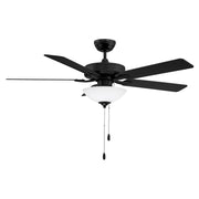 Savoy House 52in Ceiling Fan | Transitional Matte Black Metal and White Frosted Glass | Living Room & Bedroom | 52 x 52 x 13.13 in | Model M2034MBKRV