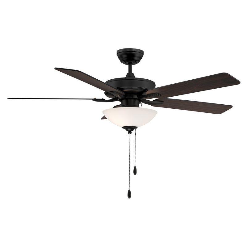 Savoy House 52in Ceiling Fan | Transitional Matte Black Metal and White Frosted Glass | Living Room & Bedroom | 52 x 52 x 13.13 in | Model M2034MBKRV