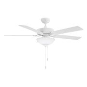 Savoy House 52in Ceiling Fan | Transitional White Metal and White Frosted Glass | Living Room & Bedroom | 52 x 52 x 13.13 in, 2-Light | Model M2034WHRV
