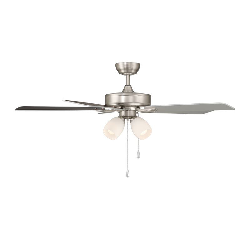 Savoy House 52in 4-Light Ceiling Fan | Transitional Brushed Nickel and White Opal Glass | Bedroom & Living Room | 52 x 52 x 12.63 in | Model M2035BNRV