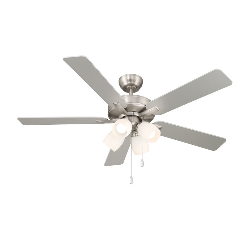 Savoy House 52in 4-Light Ceiling Fan | Transitional Brushed Nickel and White Opal Glass | Bedroom & Living Room | 52 x 52 x 12.63 in | Model M2035BNRV