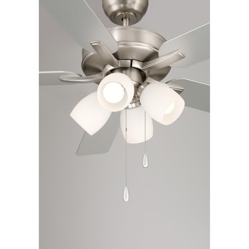 Savoy House 52in 4-Light Ceiling Fan | Transitional Brushed Nickel and White Opal Glass | Bedroom & Living Room | 52 x 52 x 12.63 in | Model M2035BNRV