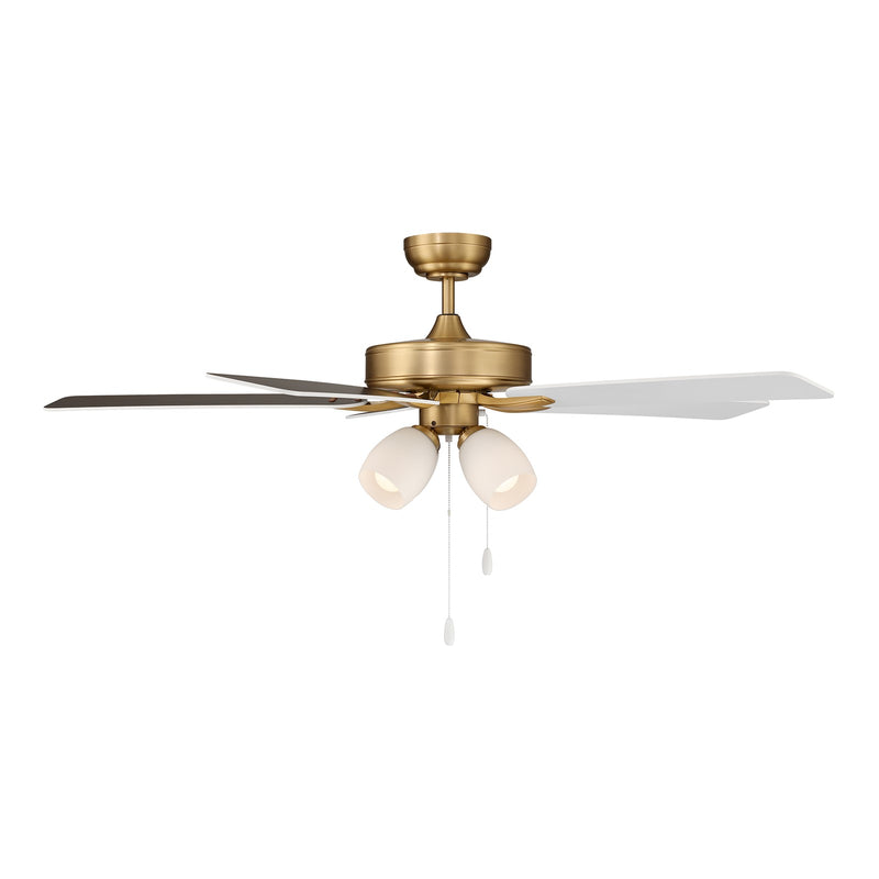 Savoy House 52in 4-Light Ceiling Fan | Transitional Natural Brass and White Opal Glass | Bedroom & Living Room | 52 x 52 x 12.63 in | Model M2035NBRV