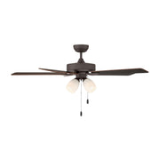 Savoy House 52in 4-Light Ceiling Fan | Transitional Oil Rubbed Bronze and White Opal Glass | Bedroom & Living Room | 52 x 52 x 12.63 in | Model M2035ORBRV