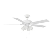 Savoy House 52in 4-Light Ceiling Fan | Transitional White Metal and Wood with White Opal Glass Shades | Indoor Bedroom & Living Room | Model M2035WHRV