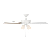 Savoy House 52in 4-Light Ceiling Fan | Transitional White Metal and Wood with White Opal Glass Shades | Indoor Bedroom & Living Room | Model M2035WHRV