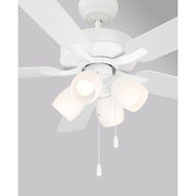Savoy House 52in 4-Light Ceiling Fan | Transitional White Metal and Wood with White Opal Glass Shades | Indoor Bedroom & Living Room | Model M2035WHRV