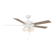 Savoy House 52in 4-Light Ceiling Fan | Transitional White Metal and Wood with White Opal Glass Shades | Indoor Bedroom & Living Room | Model M2035WHRV
