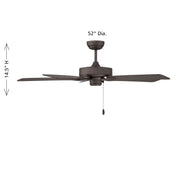 Savoy House 52in Ceiling Fan | Transitional Oil Rubbed Bronze Metal and ABS | Covered Patio & Outdoor Living | 52 x 52 x 7.75 in | Model M2038ORB