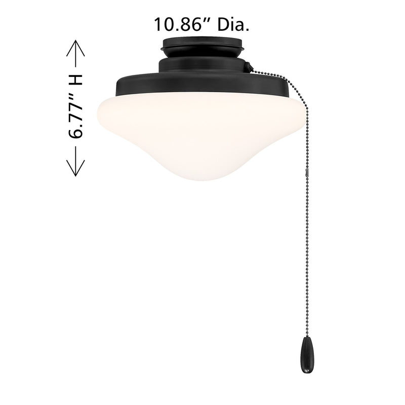 Savoy House Meridian 1-Light LED Fan Light Kit | Transitional Matte Black and White Opal Glass | Indoor & Outdoor Covered Patio | 10.88 | Model M2039MBK