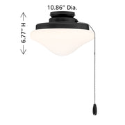 Savoy House Meridian 1-Light LED Fan Light Kit | Transitional Matte Black and White Opal Glass | Indoor & Outdoor Covered Patio | 10.88 | Model M2039MBK