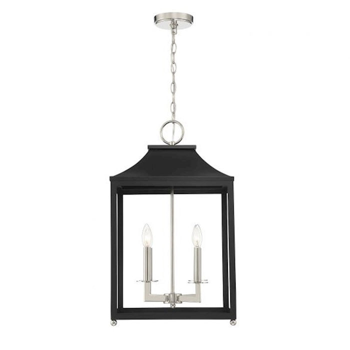 Savoy House 4-Light Pendant, Matte Black/Polished Nickel