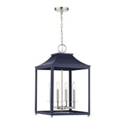 Savoy House 4-Light Pendant, Navy Blue/Polished Nickel - M30009NBLPN