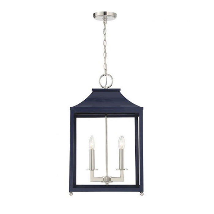 Savoy House 4-Light Pendant, Navy Blue/Polished Nickel