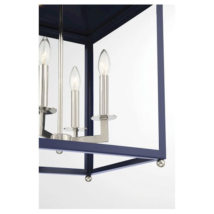 Savoy House 4-Light Pendant, Navy Blue/Polished Nickel