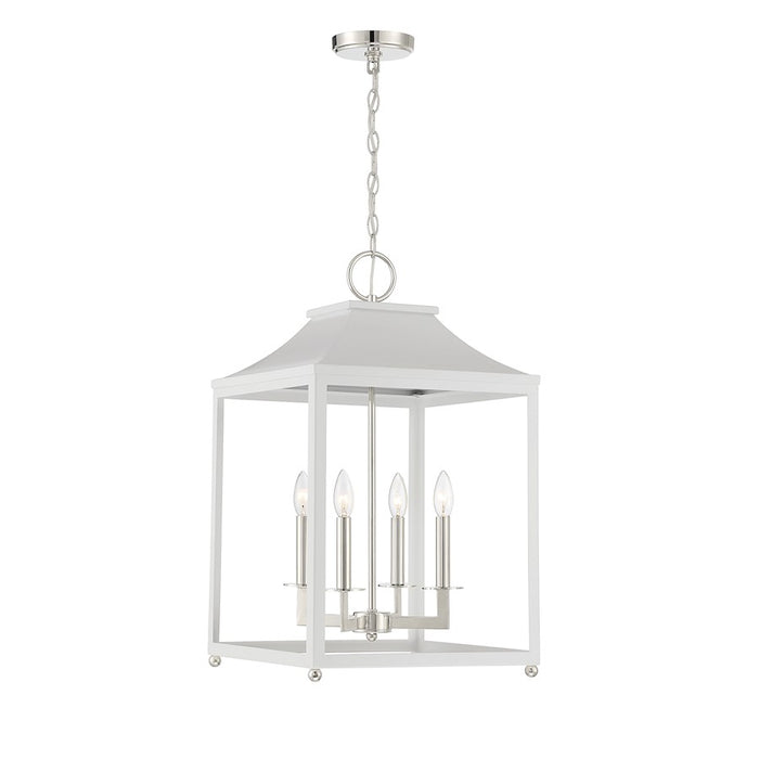 Savoy House 4-Light Pendant, White/Polished Nickel - M30009WHPN