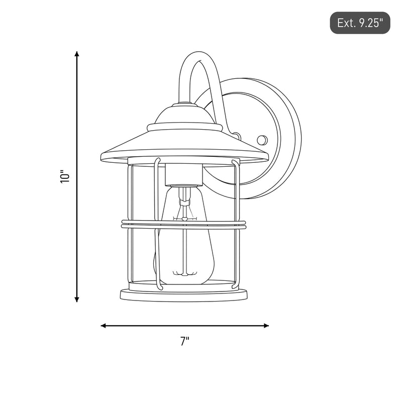 Savoy House 1-Light 10" Outdoor Wall Lantern, Matte Black/Seeded - M50014BK