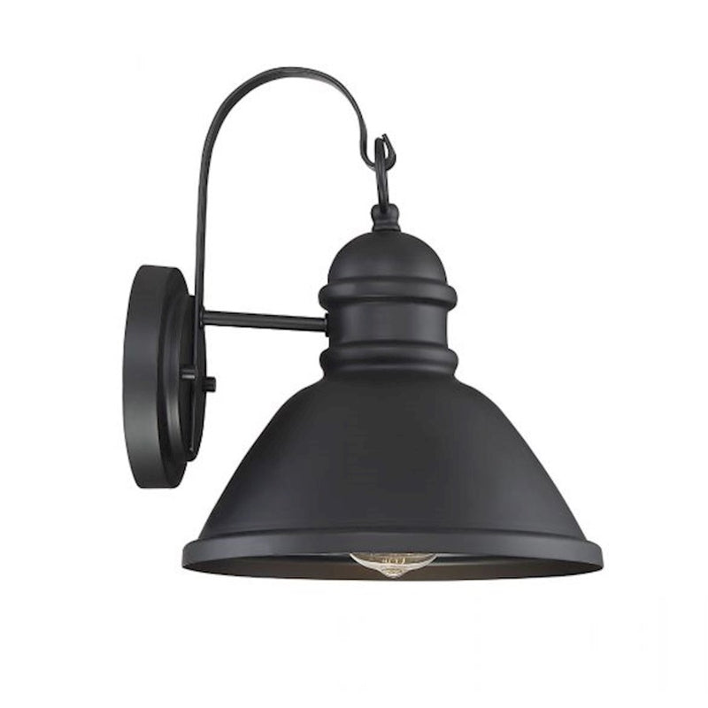 Savoy House 1-Light 12" Outdoor Wall Lantern, Matte Black/Bell Shade