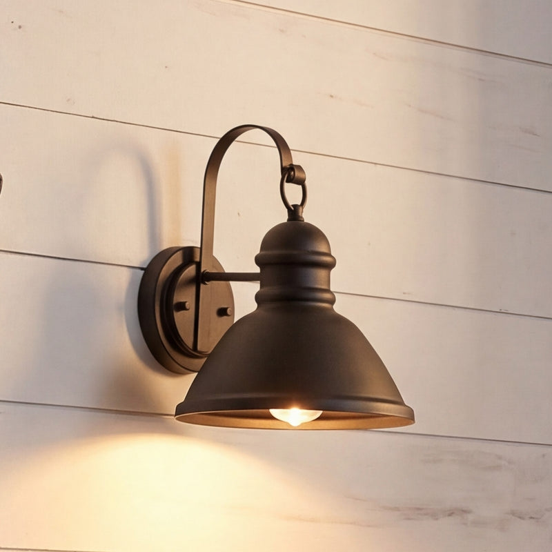 Savoy House 1-Light 12" Outdoor Wall Lantern, Matte Black/Bell Shade