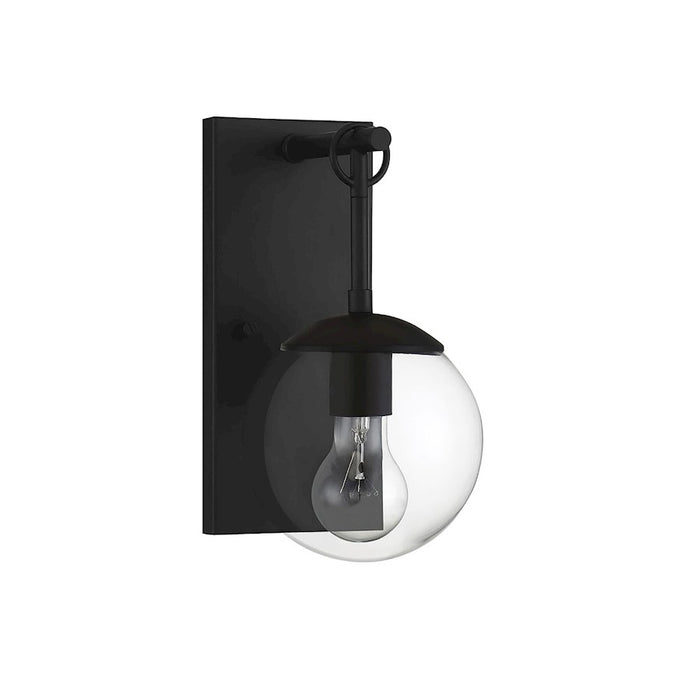 Savoy House 1-Light 11" Outdoor Wall Lantern, Matte Black/Seeded